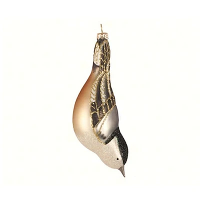 GC Home & Garden 4.25” White Breasted Nuthatch Hand Blown Glass Hanging Figurine Ornament