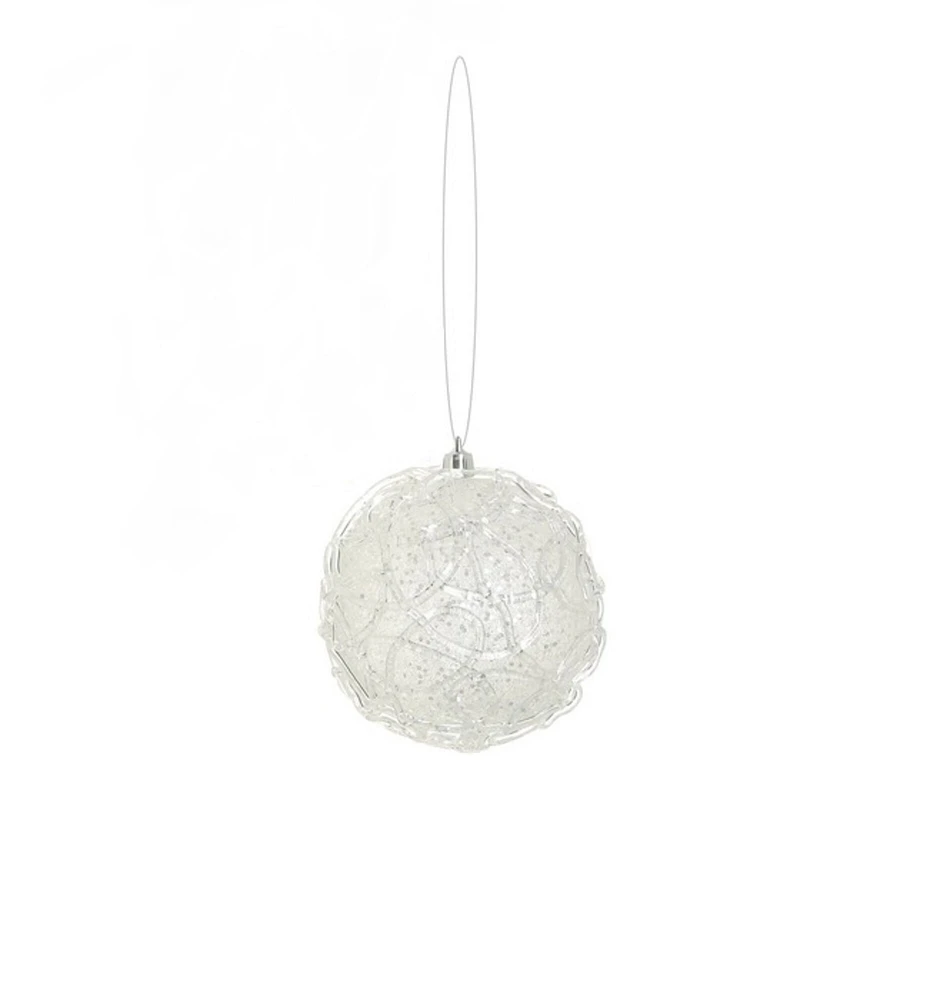 Select Artificials Glittered Clear and Silver Shatterproof Christmas Ball Ornament 4" (100mm)