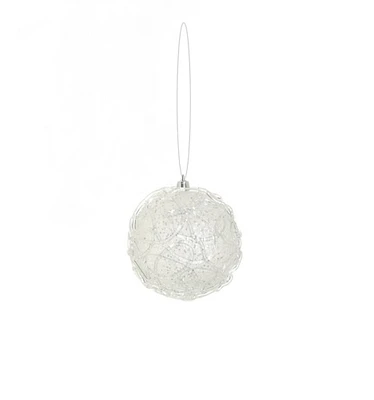 Select Artificials Glittered Clear and Silver Shatterproof Christmas Ball Ornament 4" (100mm)