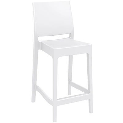 Luxury Commercial Living 42.5" White Solid Patio Bar Stool