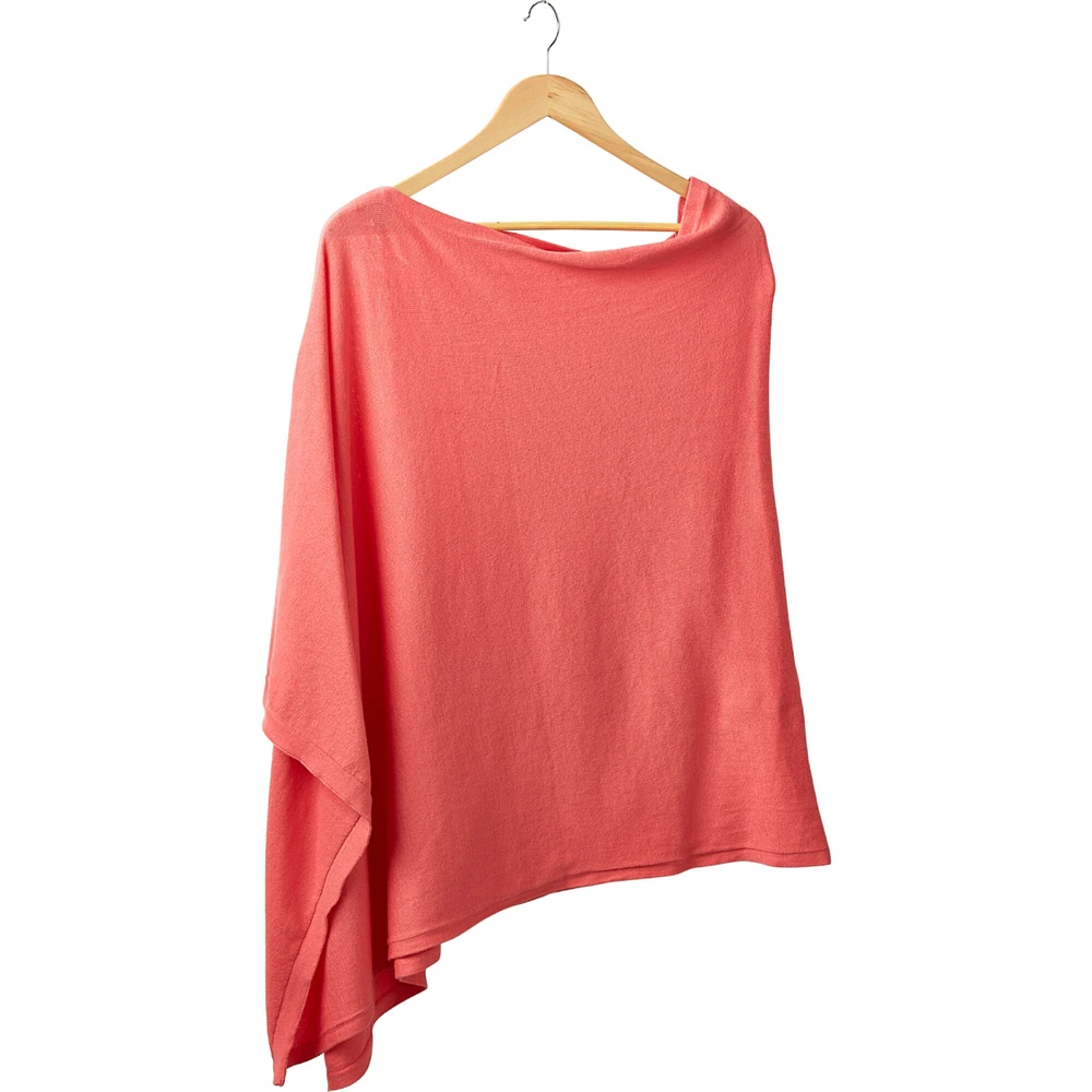 Contemporary Home Living 67" Coral Red Solid Tickled Pink Women Adult Poncho