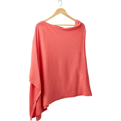 Contemporary Home Living 67" Coral Red Solid Tickled Pink Women Adult Poncho