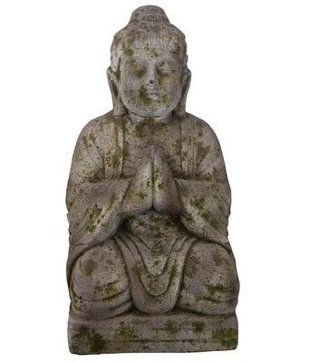 A & B Home 19.5" Antique Gray-Brown and Green Praying Buddha Statue
