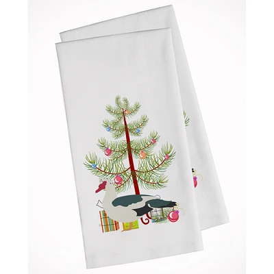 Muscovy Duck Christmas White Kitchen Towel Set of 2