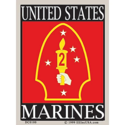 Patriotic USMC 2nd Division Sticker (3"x4-1/4")