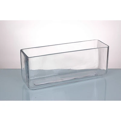 CC Home Furnishings 11.5” Clear Rectangular Shaped Glass Vase