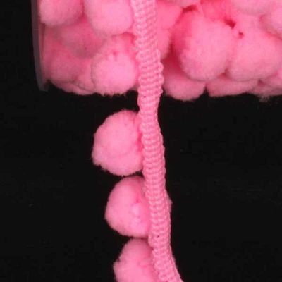 The Ribbon People Pink Feather Pom-Poms Craft Trim .875" x 44 Yards
