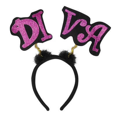 Party Central Club Pack of 12 Glittered 'Diva' Unisex Adult Boppers Headband Costume Accessories - One Size