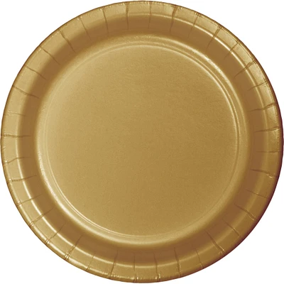 Party Central Club Pack of 96 Glittering Gold Disposable Round Luncheon Plates 7"