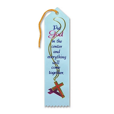 Beistle Pack of 6 Blue "Put God In The Center Award" Decorative Award Ribbon Bookmarks 8"