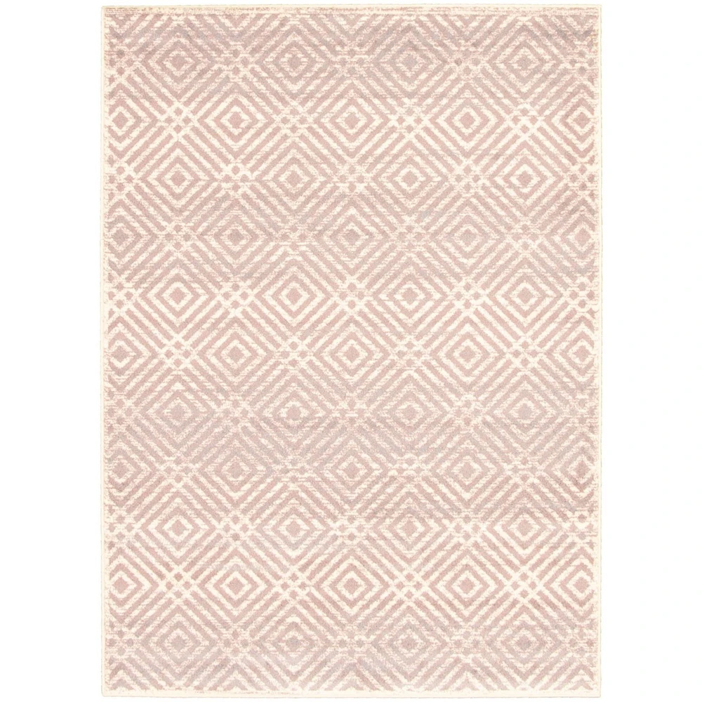 Chaudhary Living 5.25' x 7.25' Silver and Pink Geometric Pattern Rectangular Area Throw Rug