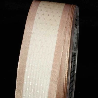 The Ribbon People Ivory and Beige Small Diamonds Wired Craft Ribbon 1.5" x 27 Yards