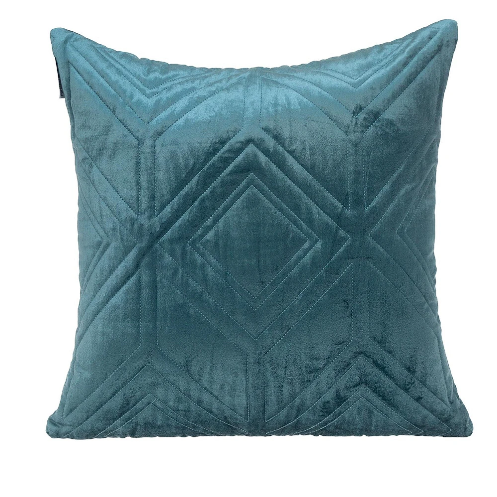 Nassau Collection 20" Blue Soft Textured Velvet Transitional Throw Pillow