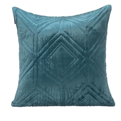 Nassau Collection 20" Blue Soft Textured Velvet Transitional Throw Pillow