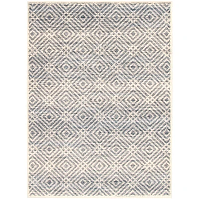 Chaudhary Living 7.75' x 10' Silver and Geometric Pattern Rectangular Area Throw Rug