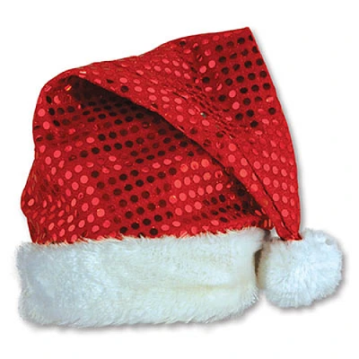 Beistle Pack of 12 Red and White Sequined Santa Claus Christmas Hat Accessories