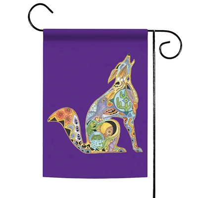 Toland Home Garden Purple and Yellow Animal Spirits Howling Wolf Outdoor Garden Flag 18" x 12.5"