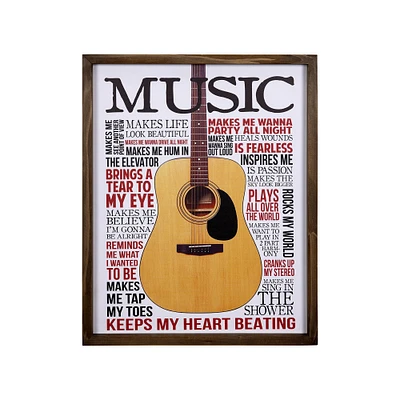 Contemporary Home Living 20" Acoustic Guitar Framed Wall Art