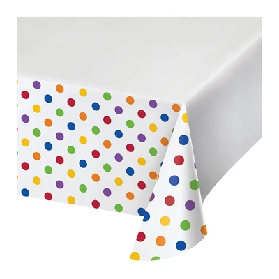 Party Central Club Pack of 12 White and Yellow Polka Dots Rectangular Tablecloths 102"