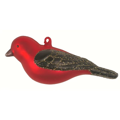 GC Home & Garden 4” Red and Black Scarlet Tanager Hand Blown Glass Hanging Figurine Ornament