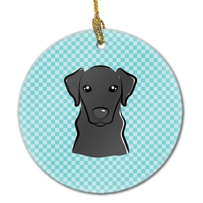 Checkerboard Blue Black Labrador Ceramic Ornament BB1173CO1