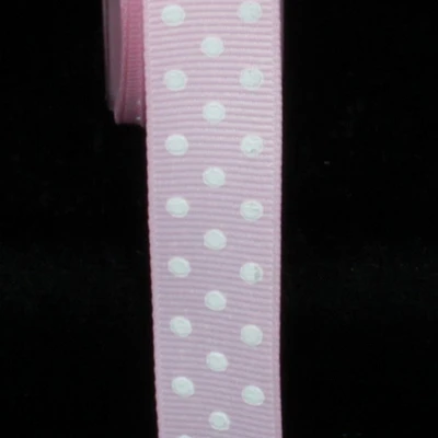 The Ribbon People Baby Pink and White Polka Dotted Woven Grosgrain Craft Ribbon 0.625" x 88 Yards