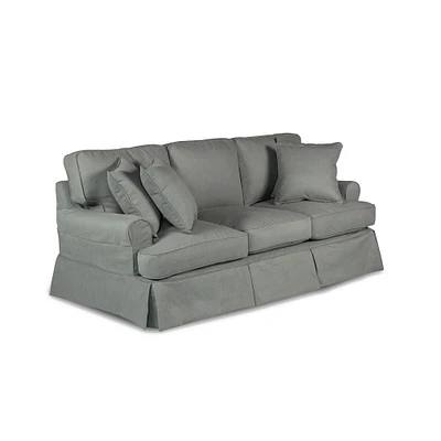 The Hamptons Collection Set of 11 Gray Sunset Trading Horizon T-Cushion Sofa Slipcover Performance Fabric 85"