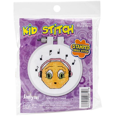Janlynn/Kid Stitch Stamped Cross Stitch Kit 3" Round-Singing Along