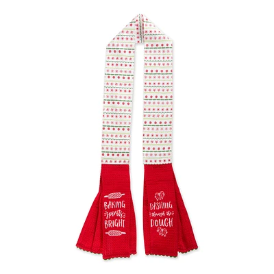 Contemporary Home Living 5.75' Red and White Towel Holiday Baking Kitchen Scarf