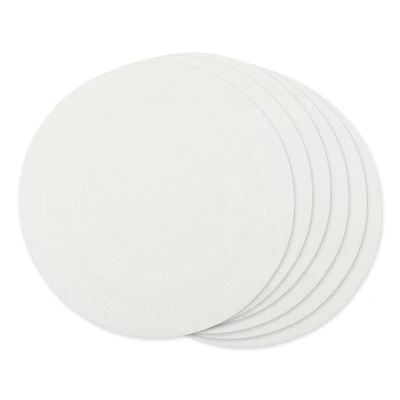 Contemporary Home Living Double Framed Round Placemats - 13.75" - White - Set of 6