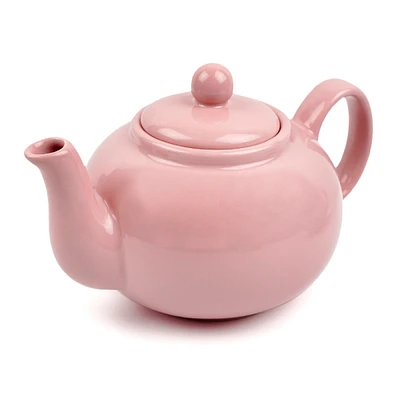 Contemporary Home Living Solid Stoneware Teapot - 6" - Pink