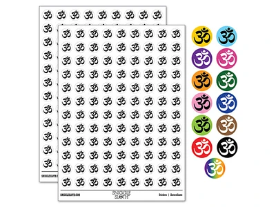 Om Aum Hinduism Buddhism Jainism Yoga Symbol 0.50" Round Sticker Pack
