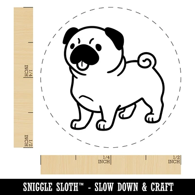 Pug Standing with Tongue Out Dog Self-Inking Rubber Stamp for Stamping Crafting Planners