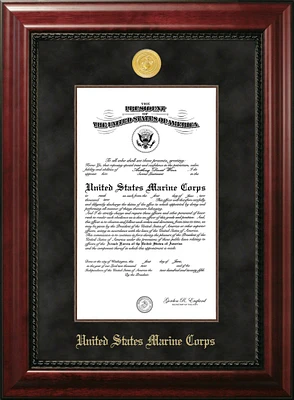 Patriot Frames Marine 10x14 Certificate Executive Frame with Gold Medallion with Mahogany Filet