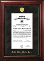 Patriot Frames Marine 10x14 Certificate Executive Frame with Gold Medallion with Mahogany Filet