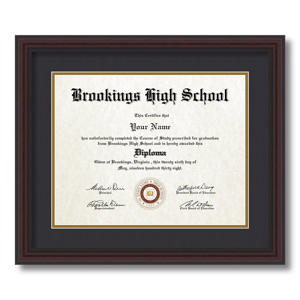 ArtToFrames inch Diploma Frame - Framed with Black and Gold Mats