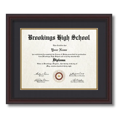 ArtToFrames inch Diploma Frame - Framed with Black and Gold Mats