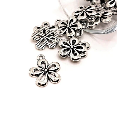 4, 20 or 50 Pieces: Silver Daisy Flower Charms