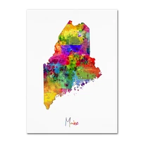 Trademark Fine Art Michael Tompsett Maine Map Canvas Wall Art 35 x 47 Inches