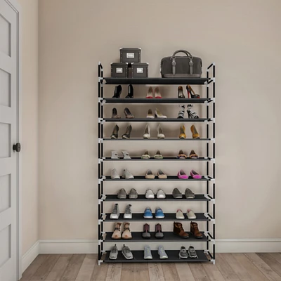 Lavish Home Shoe Rack-10 Tier Storage for Sneakers, Heels, Flats, Accessories, and More-Space Saving Organization