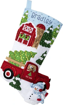 Bucilla Felt Stocking Applique Kit 18" Long-Christmas At The Farm