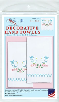 Jack Dempsey Stamped Decorative Hand Towel Pair 17"X28"-Love Birds