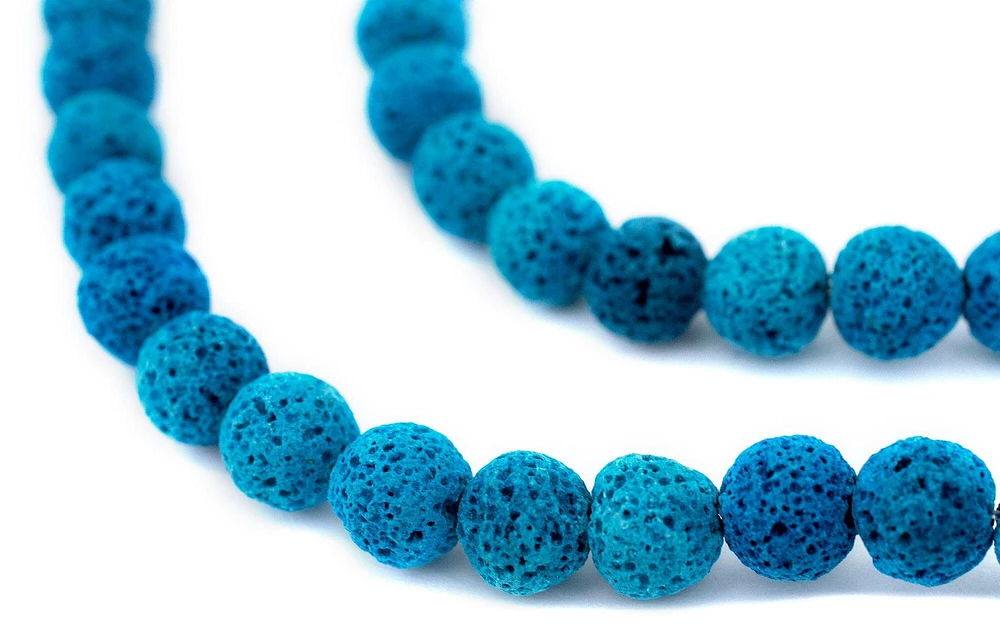 TheBeadChest Turquoise Blue Volcanic Lava Beads (10mm)