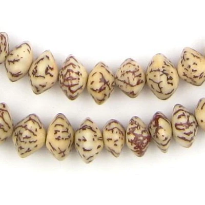 TheBeadChest Brown & Beige Natural Saucer Seed Beads 8mm Wood 27 Inch Strand