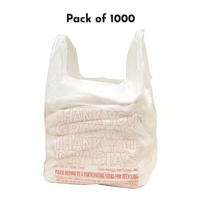 Plastic Merchandise Bags Small T-Shirt Carry-Out Bags, 11.5" x 6.5" x 22", T-shirt carry-out bags