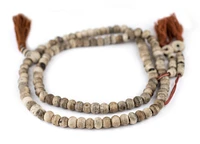 108 8mm Rustic Grey Bone Mala Beads - Handmade Fair Trade Nepal Prayer Rosary Beads Necklace for Mediation, Yoga, Jewelry Making, Crafts - The Bead Chest