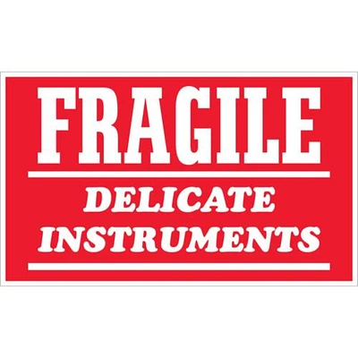 Tape Logic Labels, "Fragile - Delicate Instruments", 3" x 4", Red/White, 500/Roll