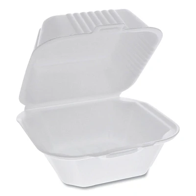 Pactiv Foam Hinged Lid Containers, Sandwich, 5.75 x 5.75 x 3.25, White, 504/Carton