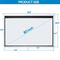 Projector Screen 80 Inch 16:9 4K HD Manual Pull Down Home Theater White