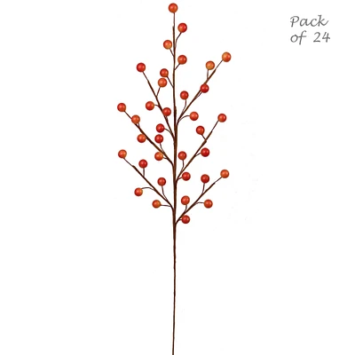 Set of 24: Artificial Berry Spray with 35 Realistic Berries | 17-Inch | Vibrant Orange | Autumn Accents | Fall Berries | Fruit Picks | for Arrangements | Parties & Events | Home & Office Decor